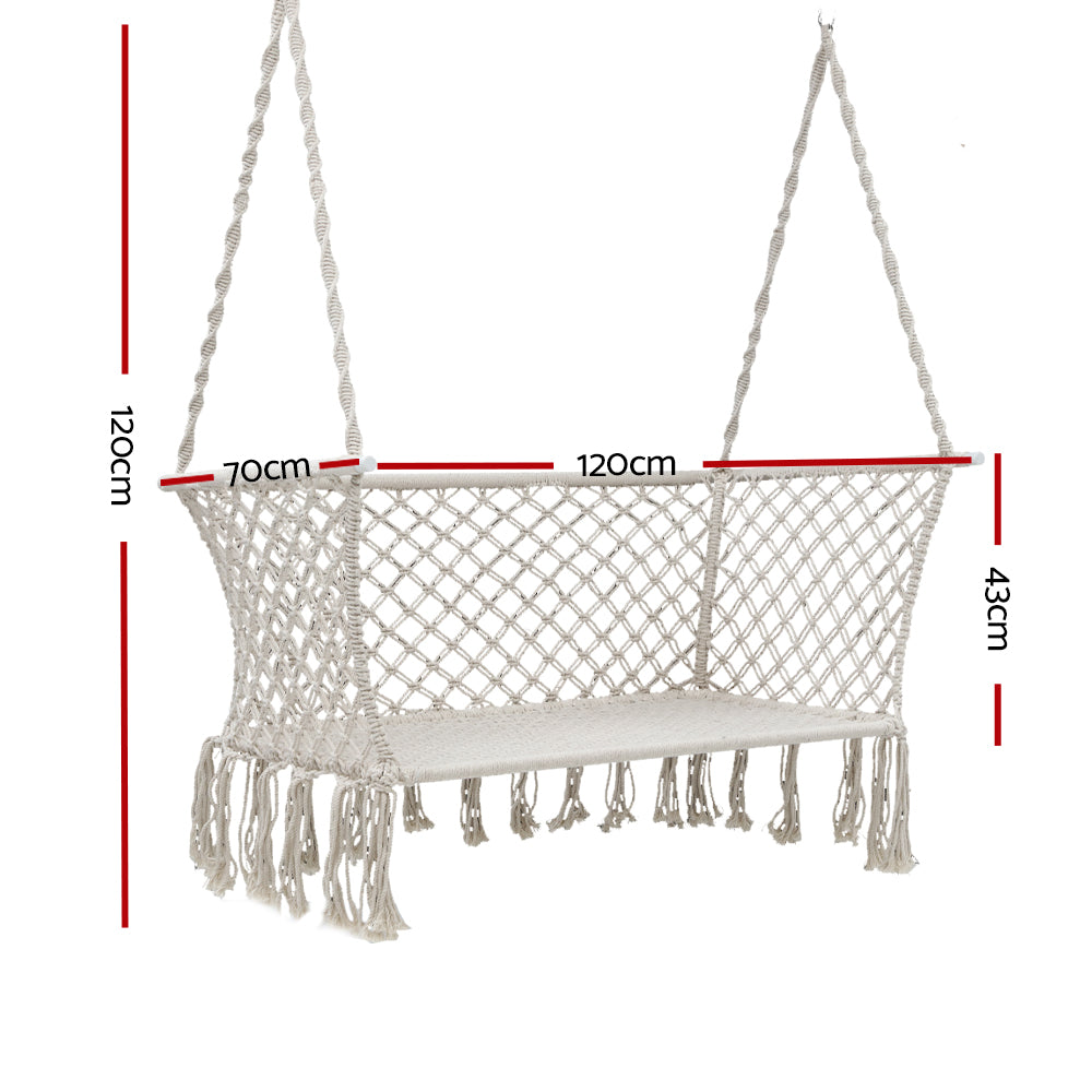 Gardeon Outdoor Hammock Chair 2-Person Cream Portable Camping