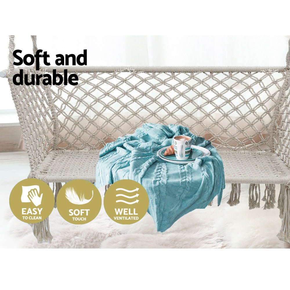Gardeon Outdoor Hammock Chair 2-Person Cream Portable Camping