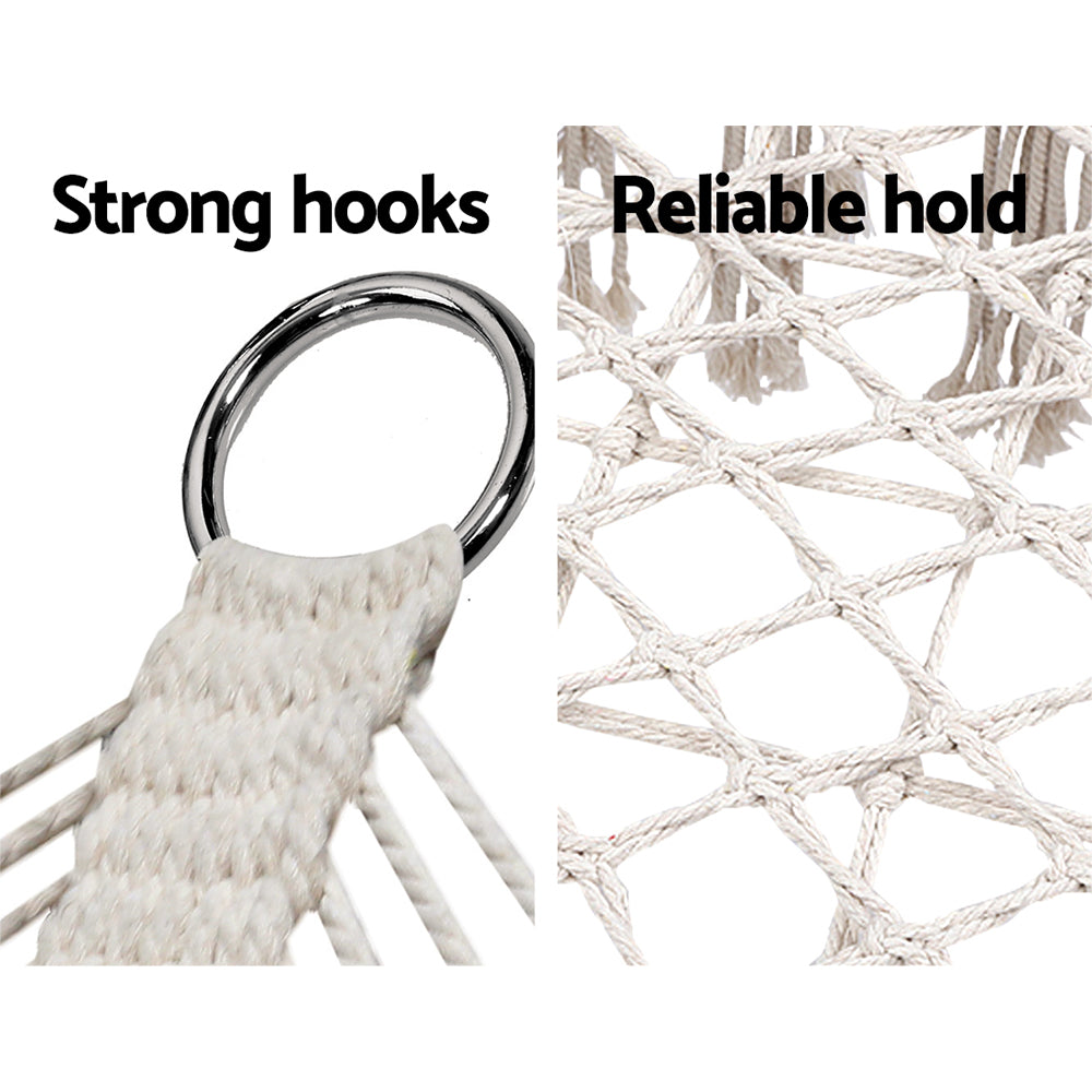 Gardeon Outdoor Hammock Chair 2-Person Cream Portable Camping