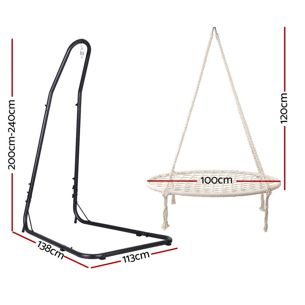 Gardeon Hammock Hanging Chair with Steel Stand Indoor Outdoor