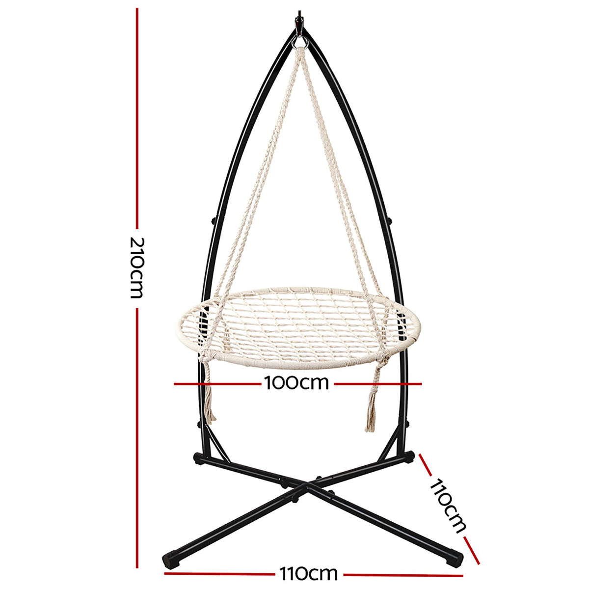 Gardeon Nest Web Hammock Chair with Steel Stand 100cm