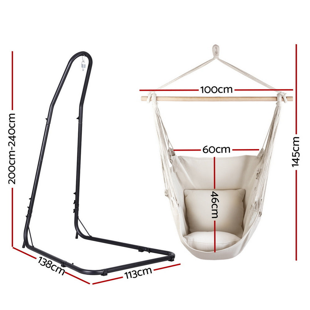 Gardeon Hammock Chair with Adjustable Steel Stand for Indoor/Outdoor Use
