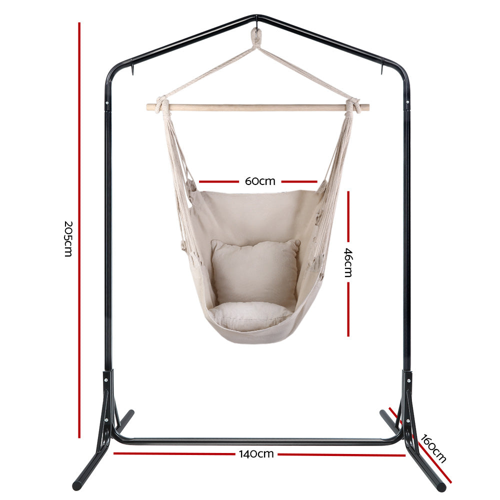 Gardeon Outdoor Hammock Chair with Stand Cream