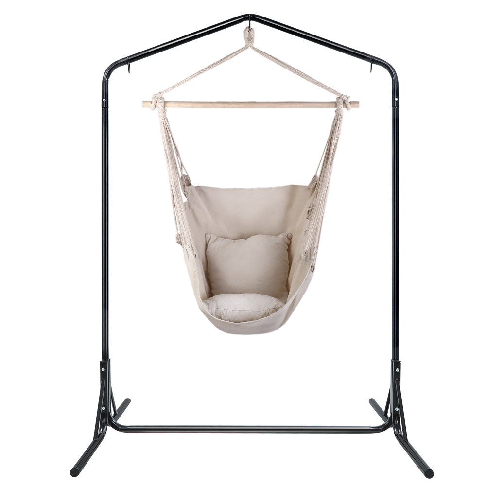 Gardeon Outdoor Hammock Chair with Stand Cream