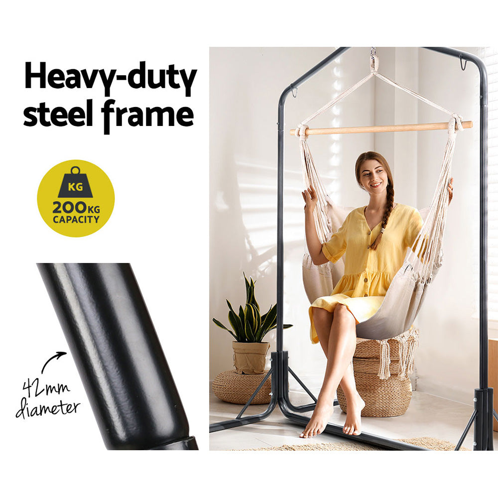 Gardeon Outdoor Hammock Chair with Stand Cream