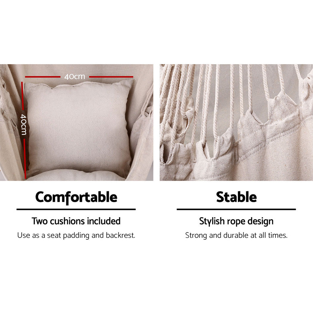 Gardeon Outdoor Hammock Chair with Stand Cream