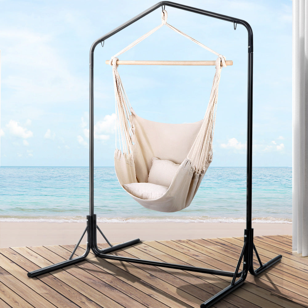 Gardeon Outdoor Hammock Chair with Stand Cream