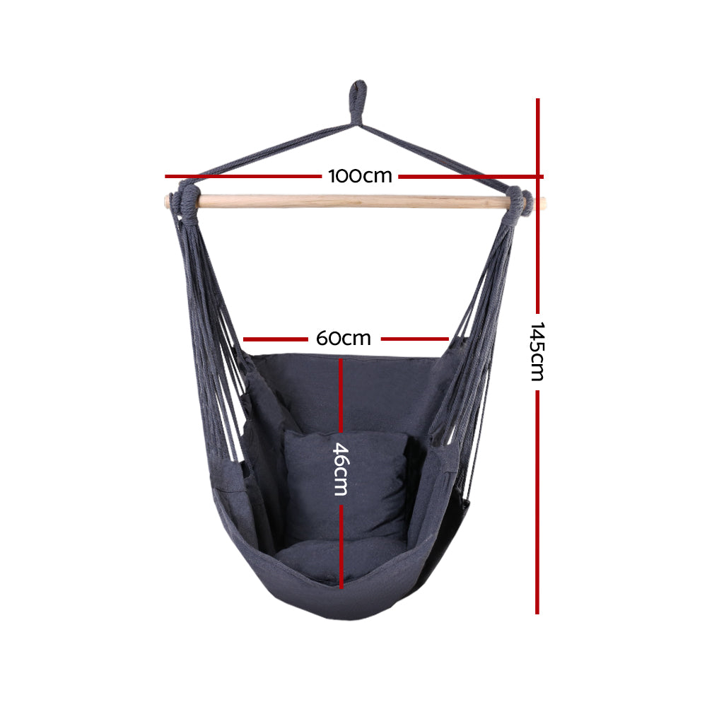 Gardeon Outdoor Hammock Chair Camping Hanging Grey with Cushions