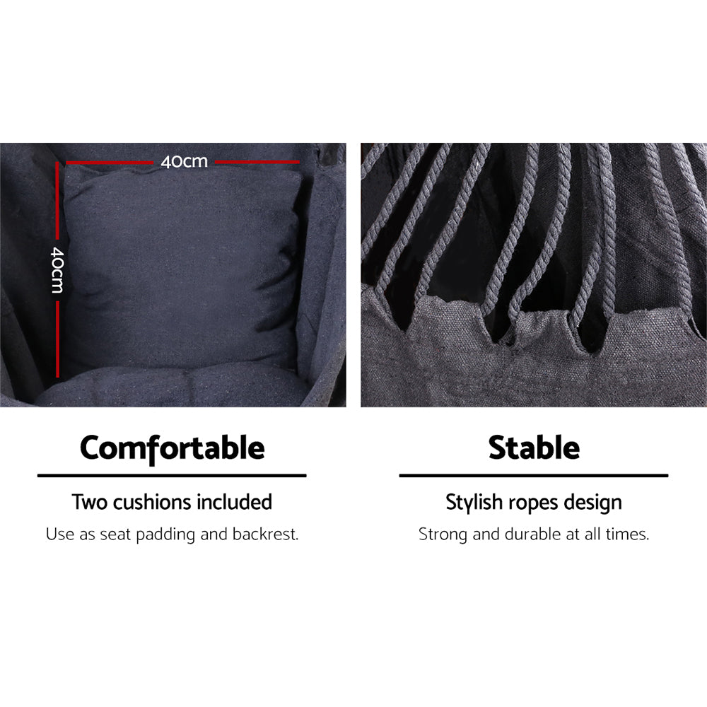 Gardeon Outdoor Hammock Chair Camping Hanging Grey with Cushions