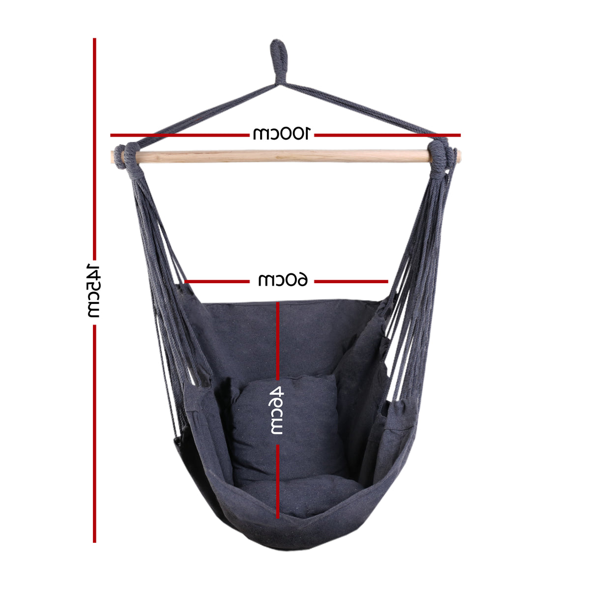 Gardeon Hanging Hammock Chair with Cushions Grey