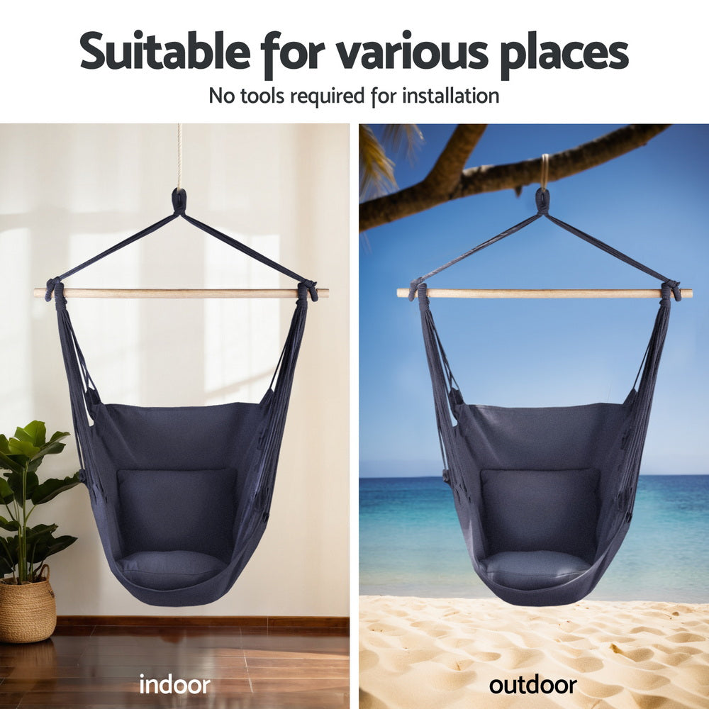 Gardeon Hammock Chair Set with Adjustable Steel Stand Indoor Outdoor