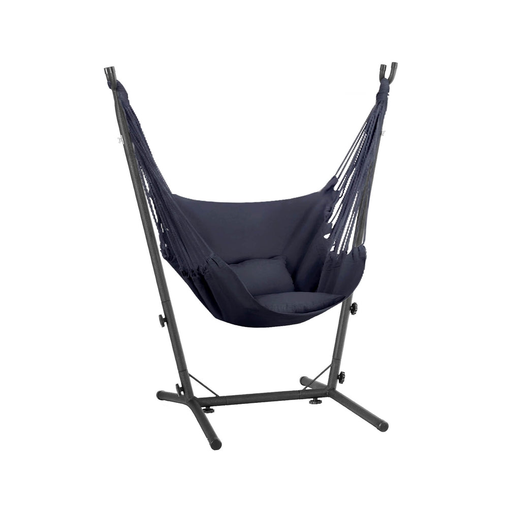 Outdoor Hammock Chair with Metal Stand, Grey - Gardeon