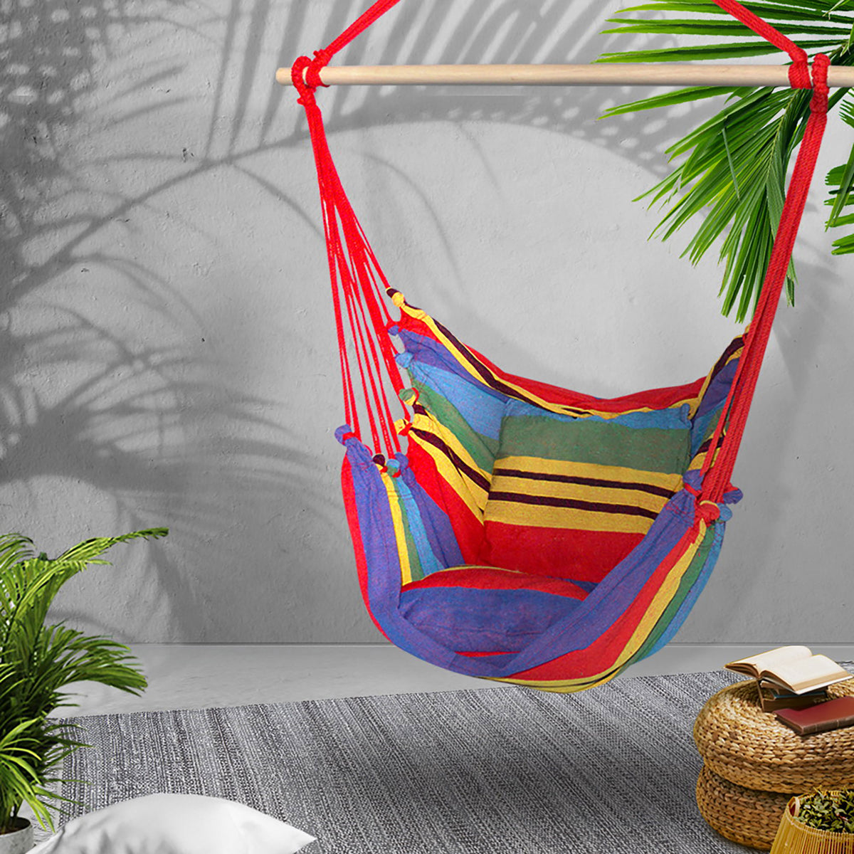 Gardeon Hammock Chair Outdoor Camping Rainbow