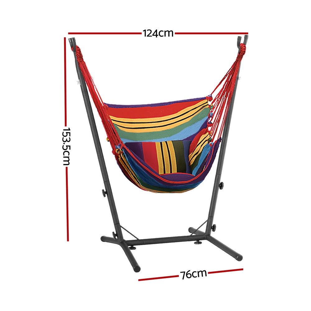 Outdoor Indoor Rainbow Hammock Chair w/Stand, Gardeon