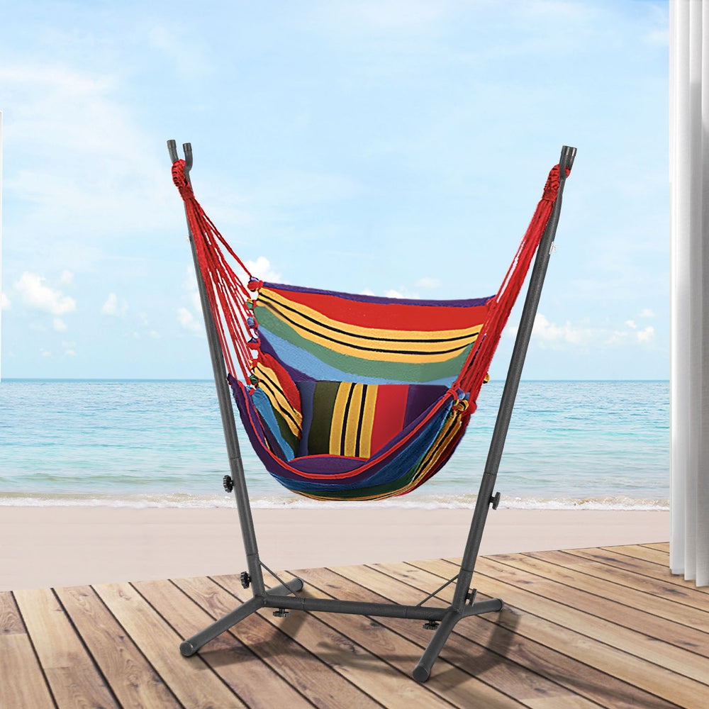 Outdoor Indoor Rainbow Hammock Chair w/Stand, Gardeon