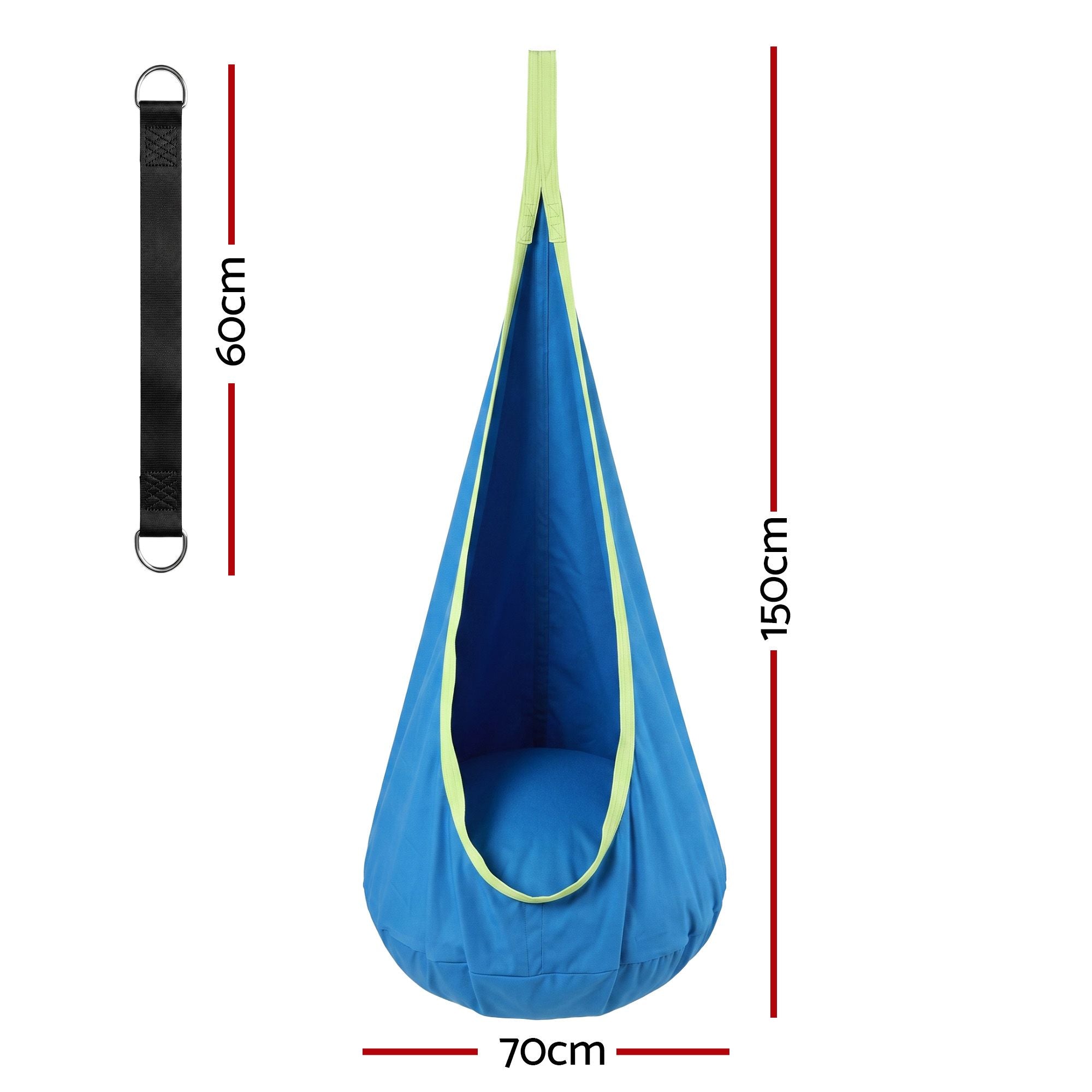 Gardeon Kids Hammock Chair Camping 70cmx150cm with Cushion Storage Bag Blue