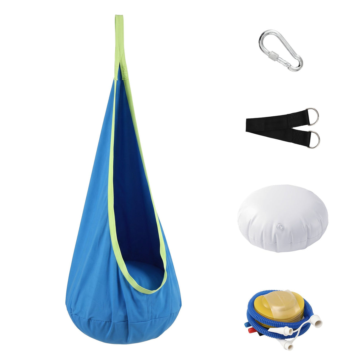 Gardeon Kids Hammock Chair Camping 70cmx150cm with Cushion Storage Bag Blue