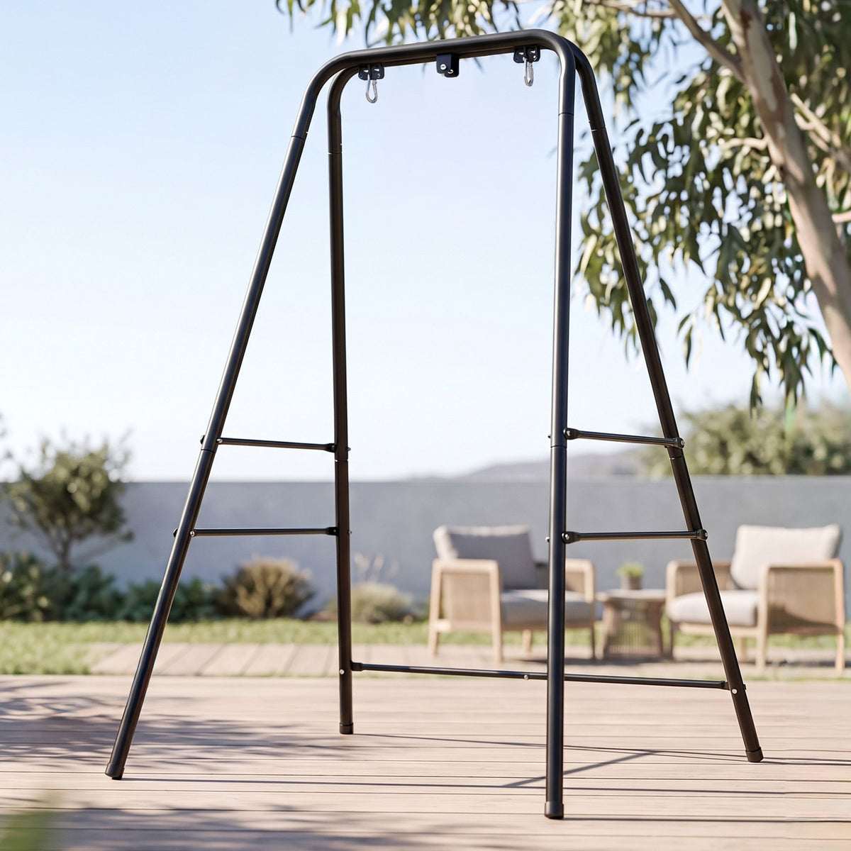 Gardeon Hammock Stand 135cm x180cm Steel Frame for Hanging Chairs Black