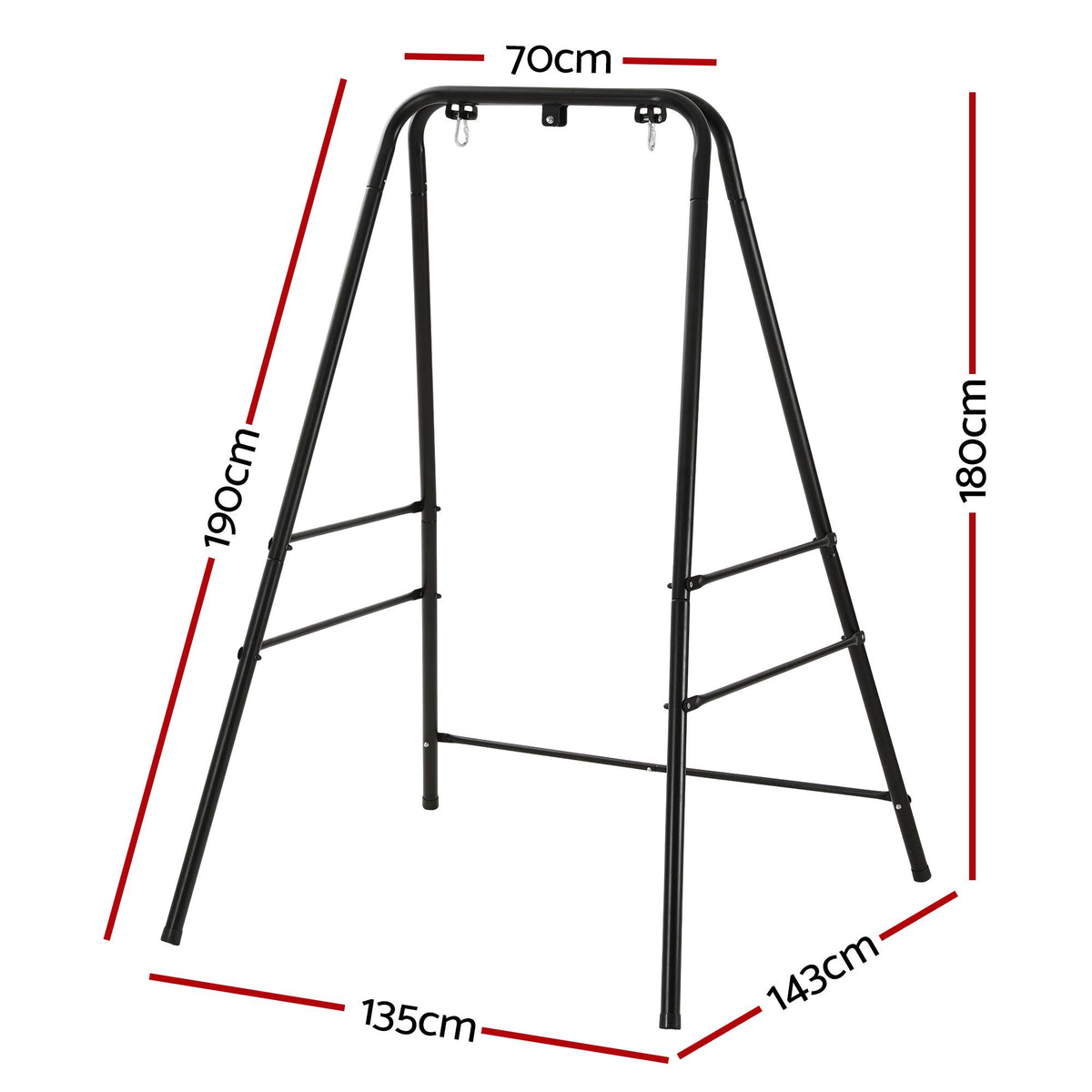 Gardeon Hammock Stand 135cm x180cm Steel Frame for Hanging Chairs Black