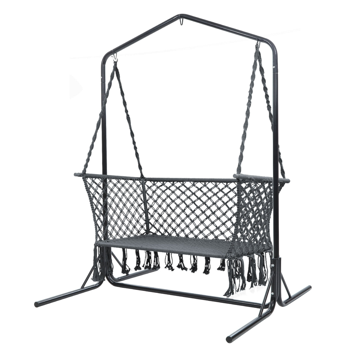 Gardeon Hammock Chair with Stand 2-Seater Grey
