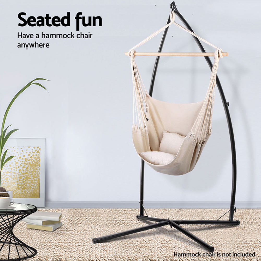 Gardeon Outdoor Hammock Chair Stand Heavy Duty Steel Black
