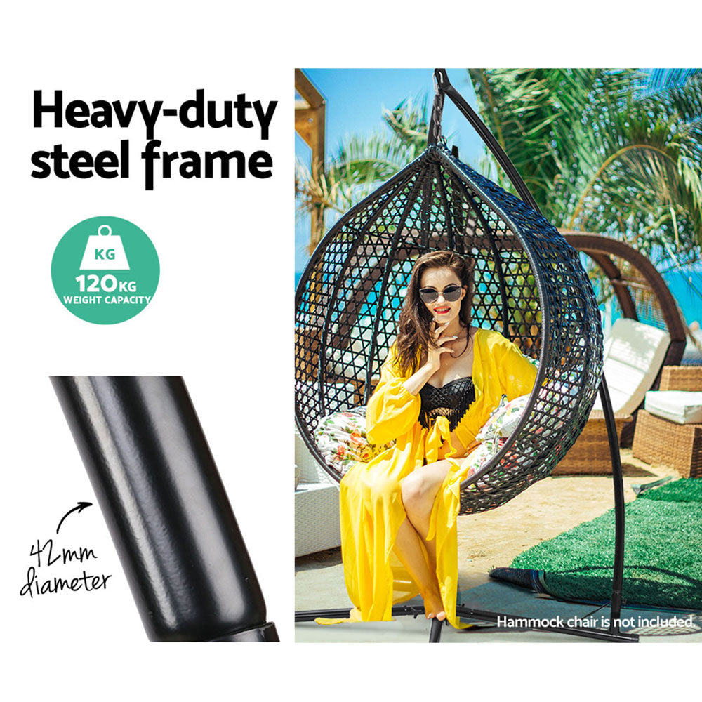 Gardeon Outdoor Hammock Chair Stand Heavy Duty Steel Black