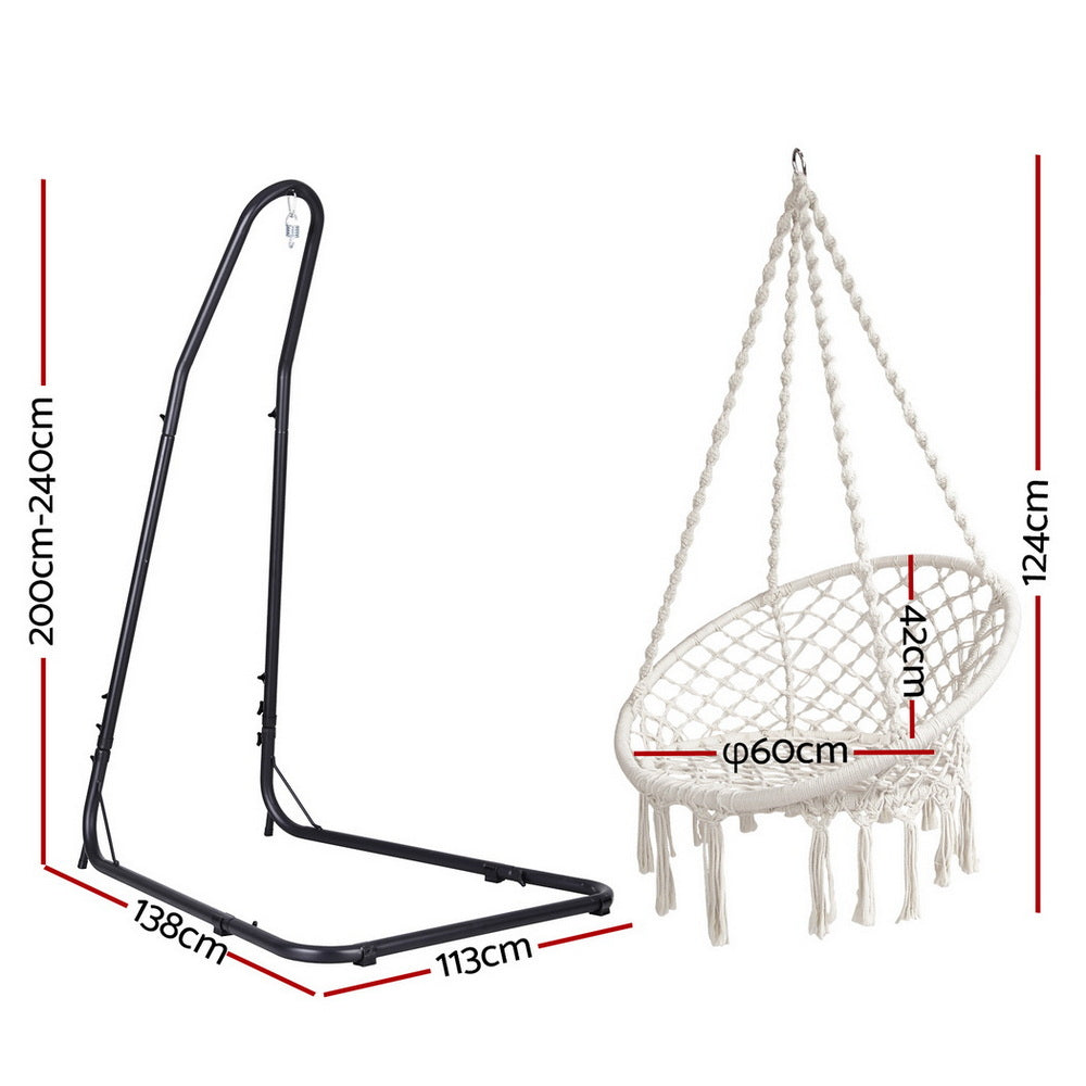 Gardeon Hanging Hammock Chair with Steel Stand Indoor Outdoor