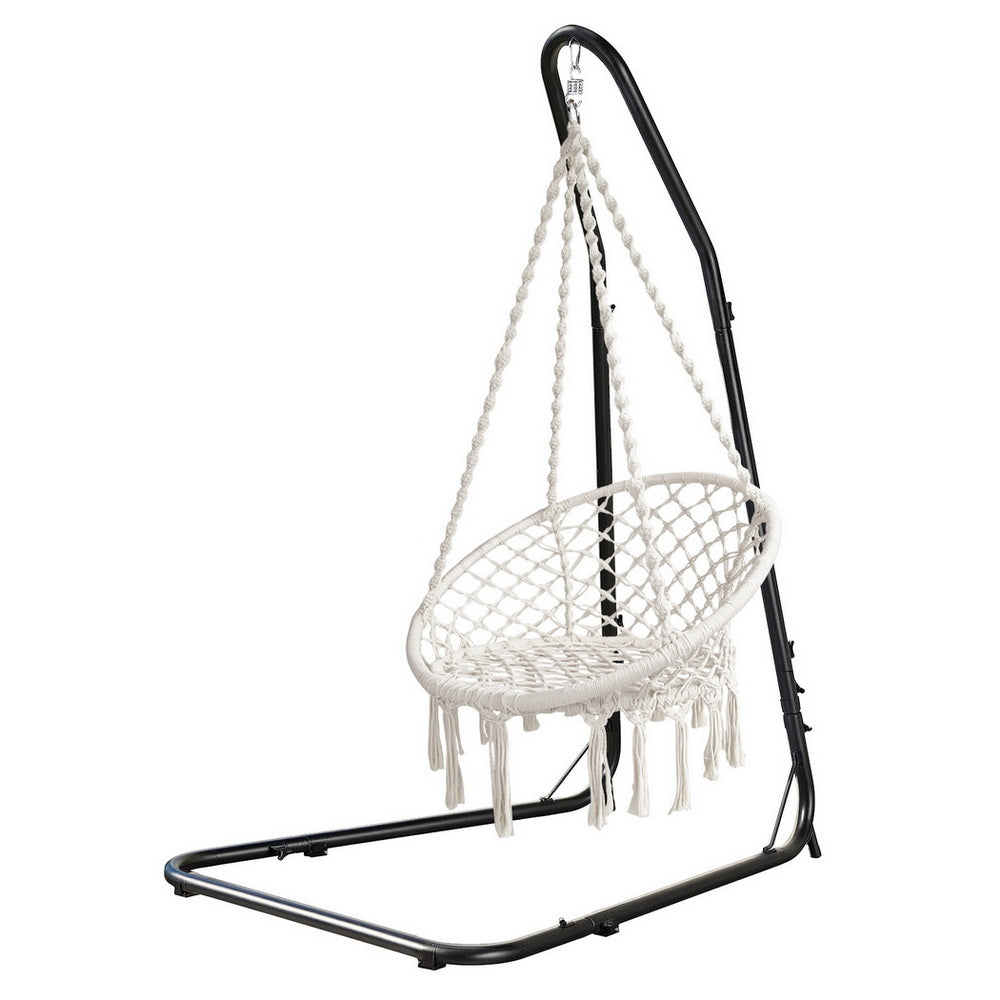Gardeon Hanging Hammock Chair with Steel Stand Indoor Outdoor
