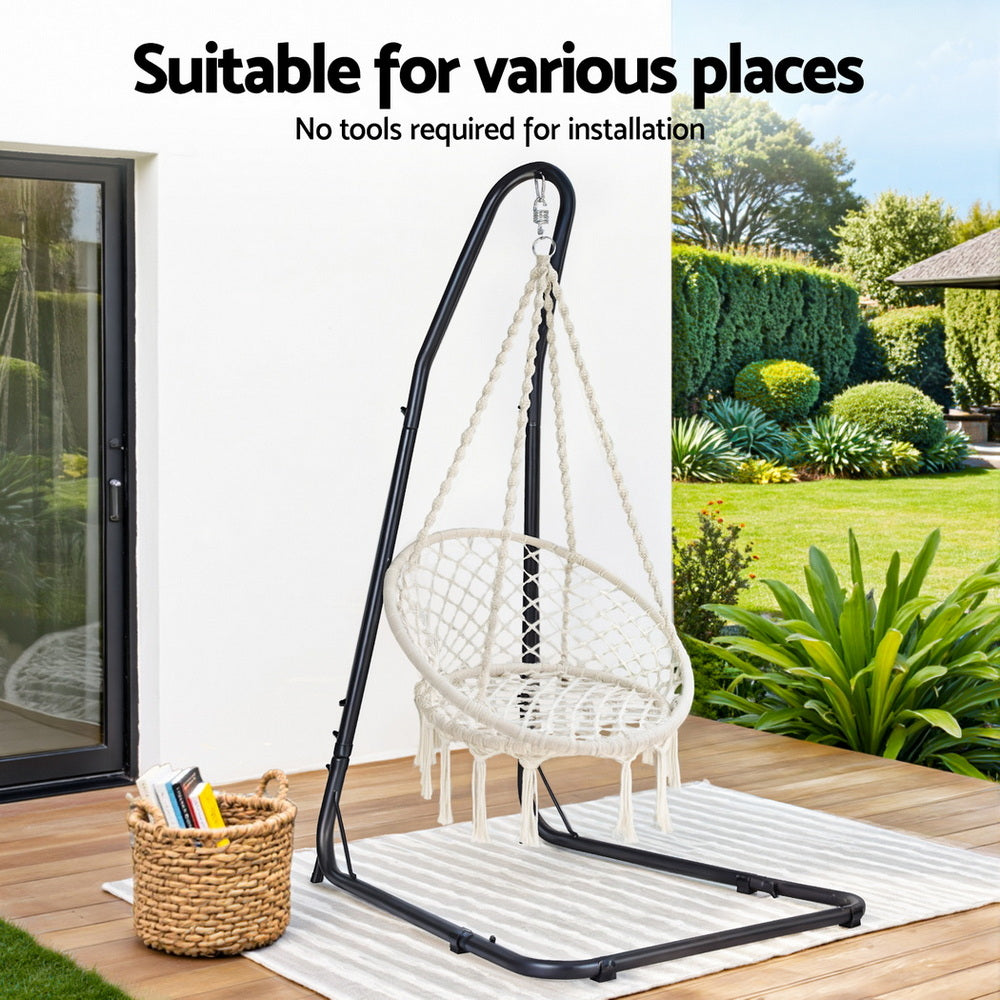 Gardeon Hanging Hammock Chair with Steel Stand Indoor Outdoor