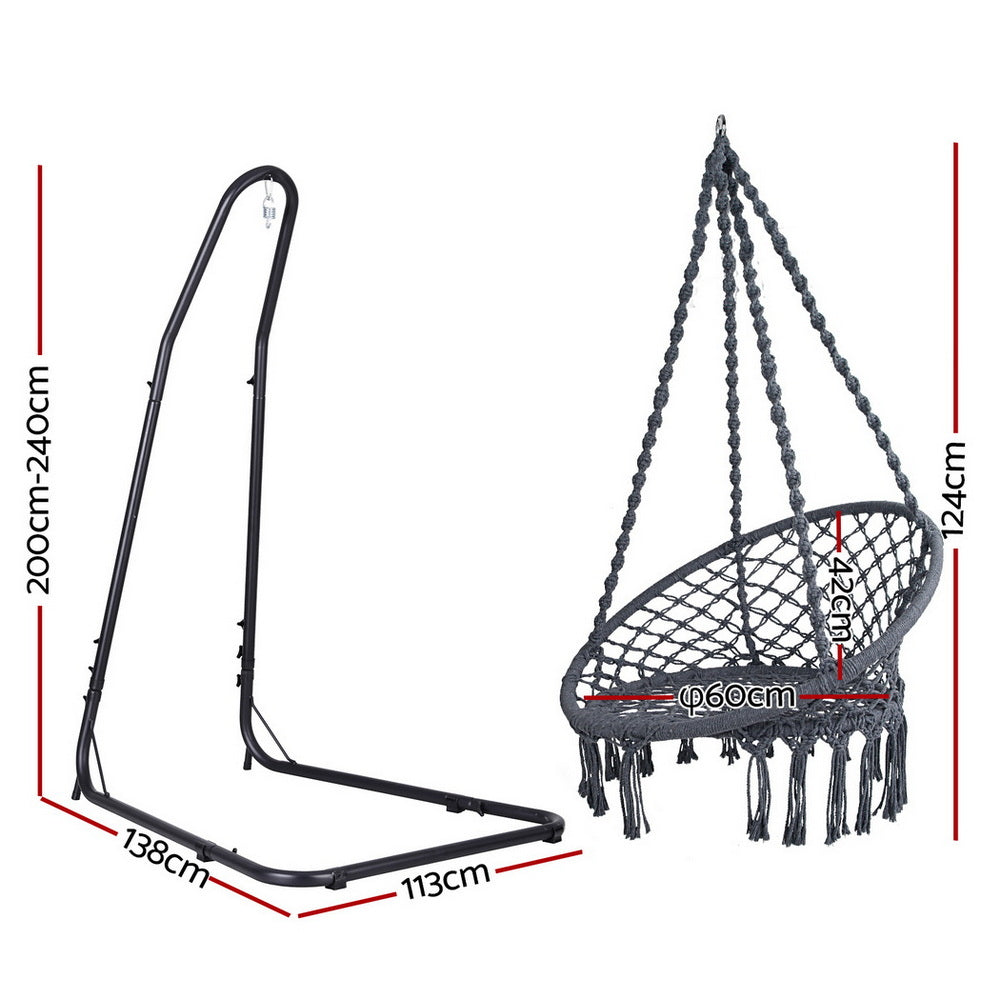 Gardeon Hammock Hanging Chair with Steel Stand Outdoor Furniture