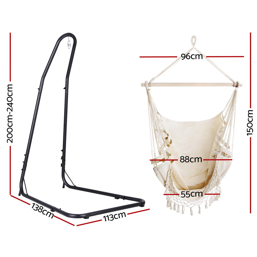 Gardeon Outdoor Indoor Hammock Chair with Steel Stand