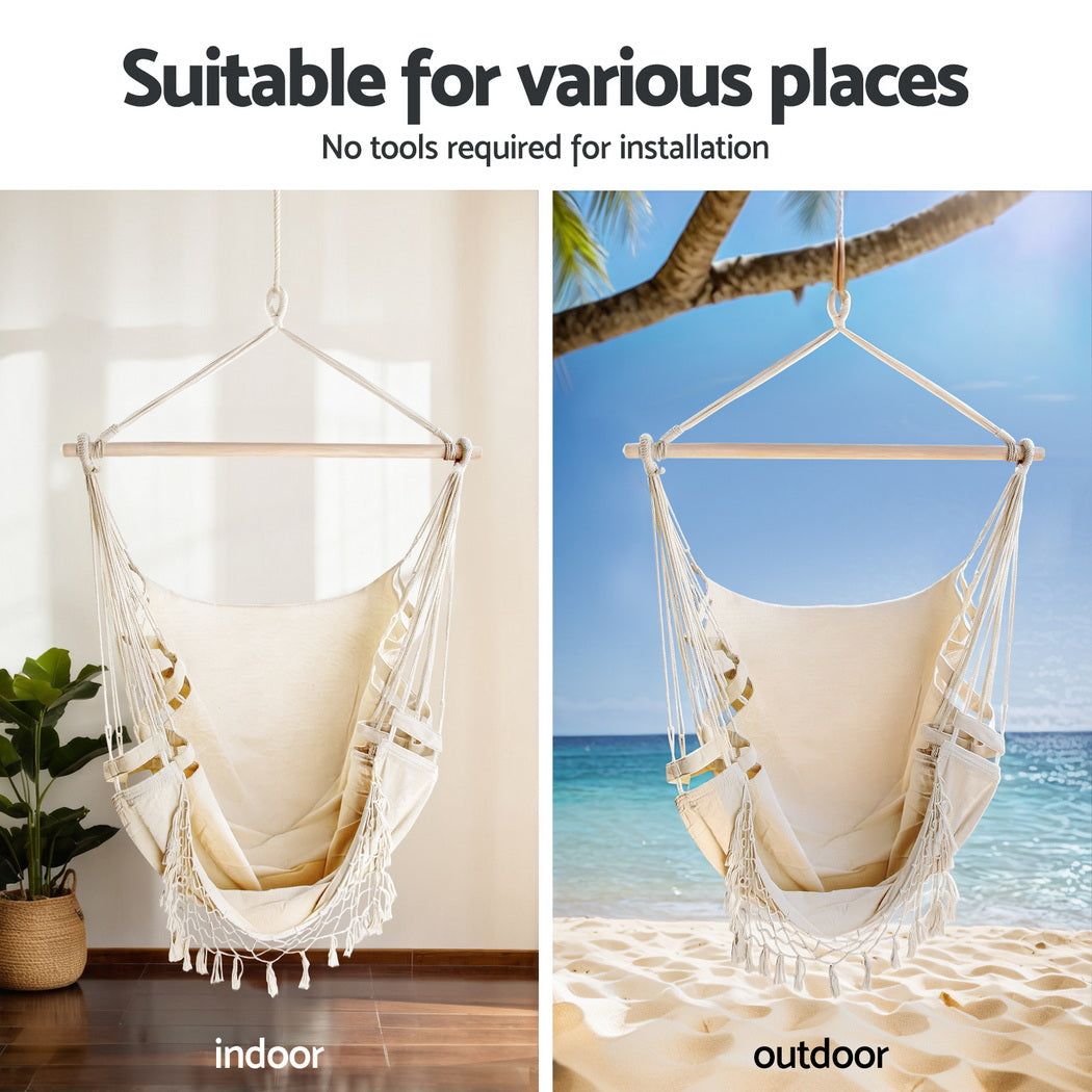 Gardeon Outdoor Indoor Hammock Chair with Steel Stand