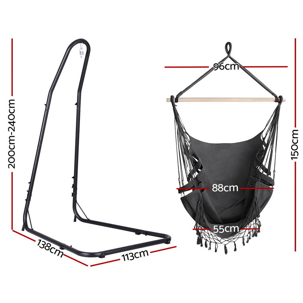 Gardeon Hammock Hanging Chair with Steel Stand Outdoor/Indoor