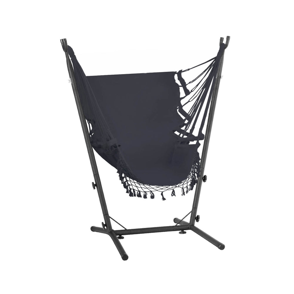 Soft-Touch Hammock Chair with Metal Frame, Grey - Gardeon