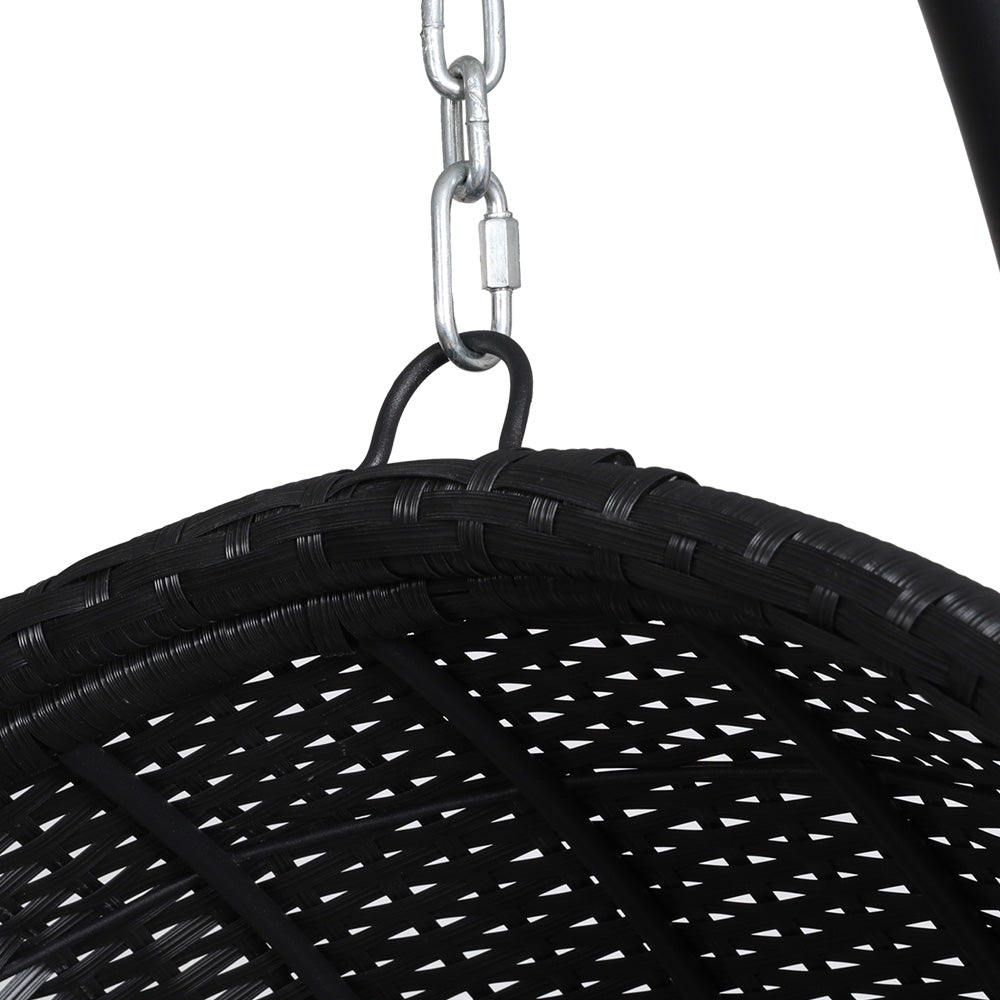 Gardeon Outdoor Egg Swing Chair Wicker Pod Black