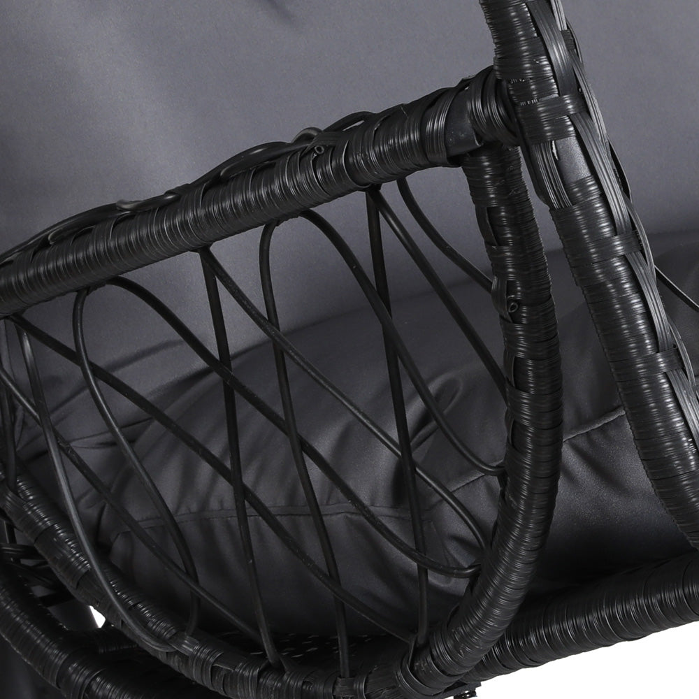 Gardeon Outdoor Egg Swing Chair Wicker Pod Black