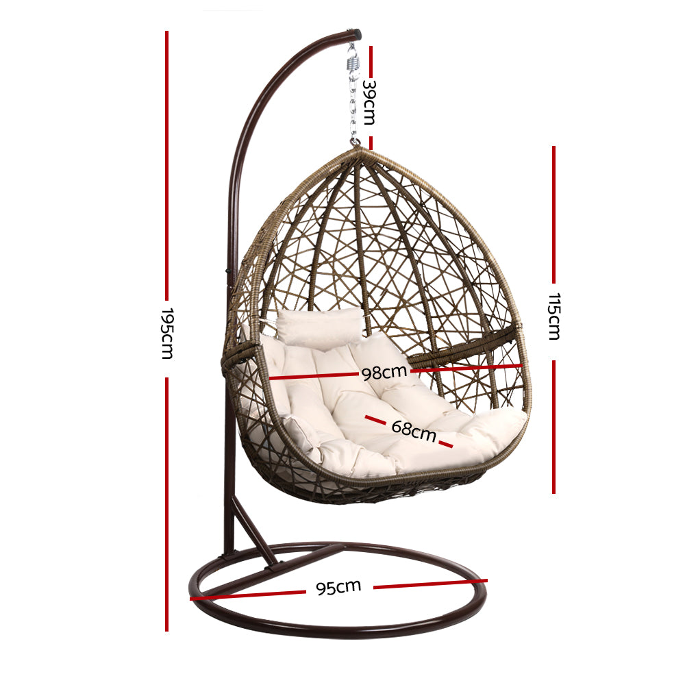Gardeon Outdoor Egg Swing Chair Wicker Rattan Pod Latte
