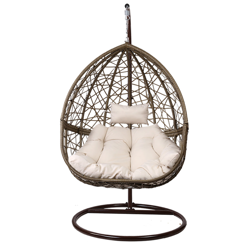 Gardeon Outdoor Egg Swing Chair Wicker Rattan Pod Latte