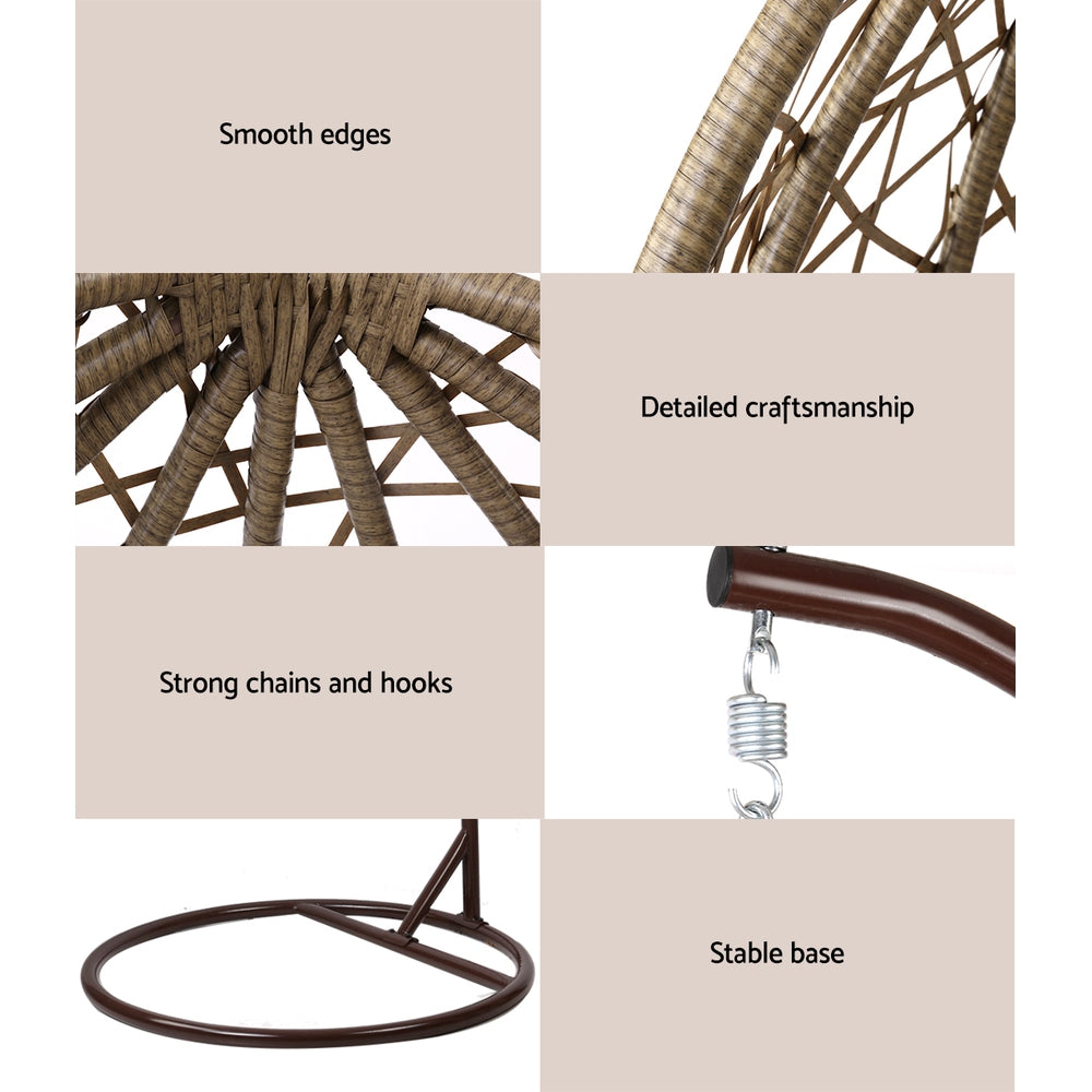 Gardeon Outdoor Egg Swing Chair Wicker Rattan Pod Latte