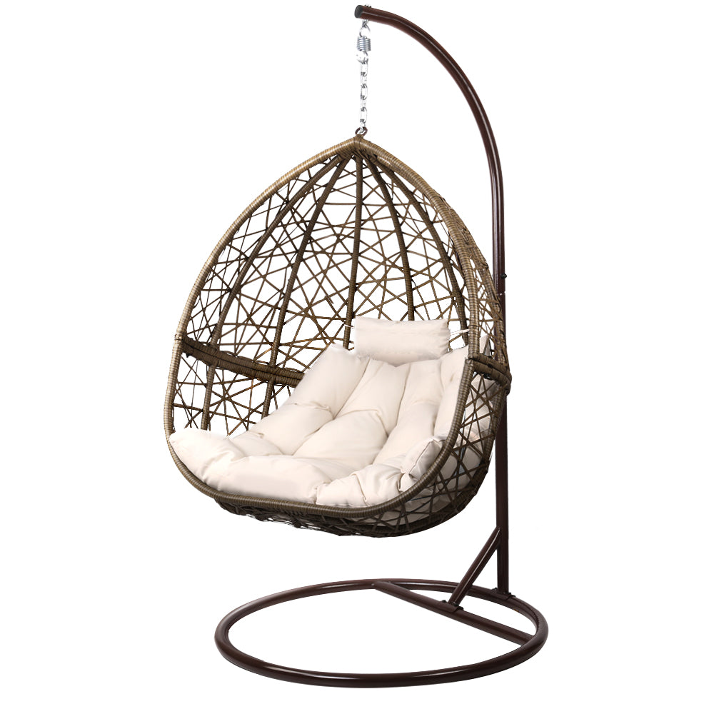 Gardeon Outdoor Egg Swing Chair Wicker Rattan Pod Latte
