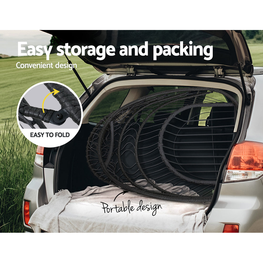 Gardeon Grey Outdoor Egg Swing Chair Wicker Pod Foldable