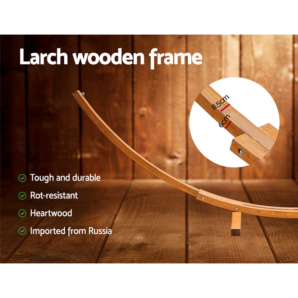 Gardeon Outdoor Timber Hammock Bed 2-Person Cream