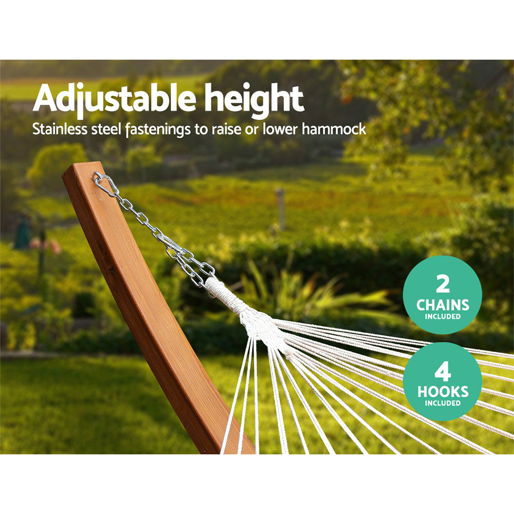 Gardeon Outdoor Timber Hammock Bed 2-Person Cream
