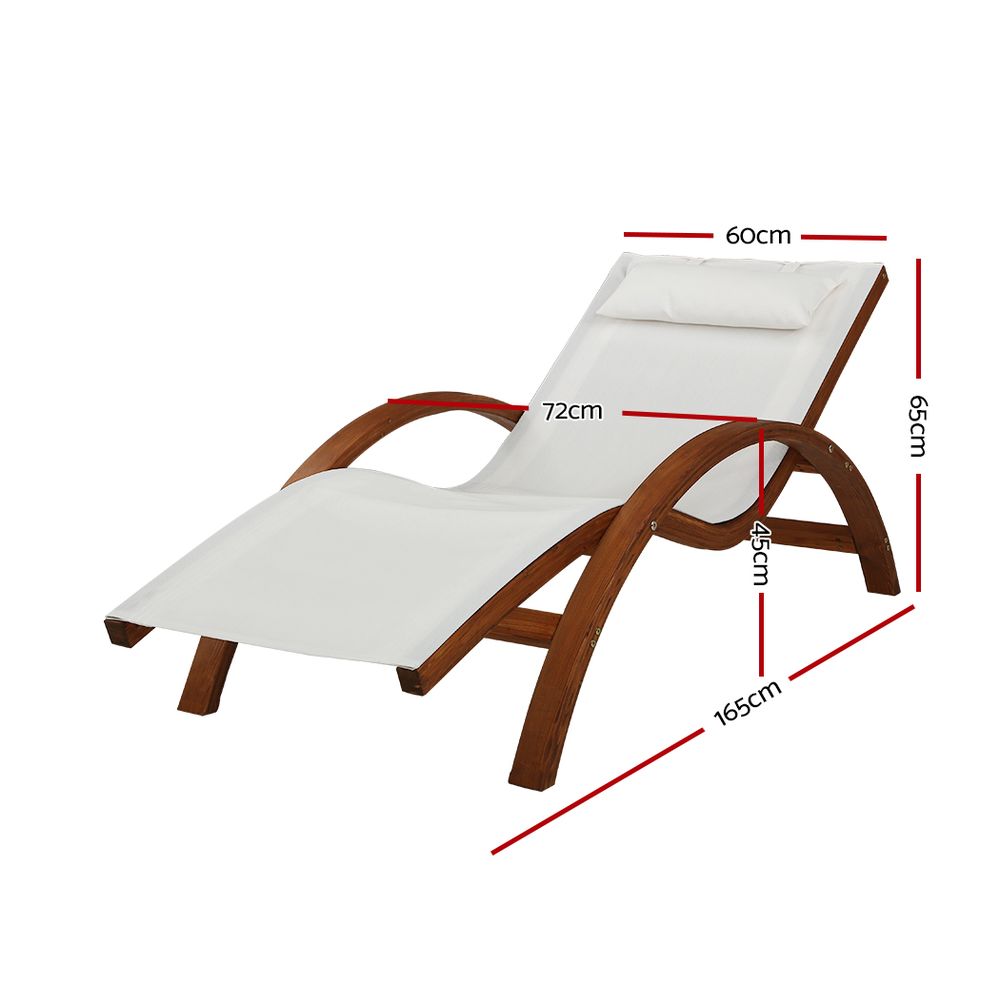 Gardeon Outdoor Sun Lounge Timber Armchair Cream