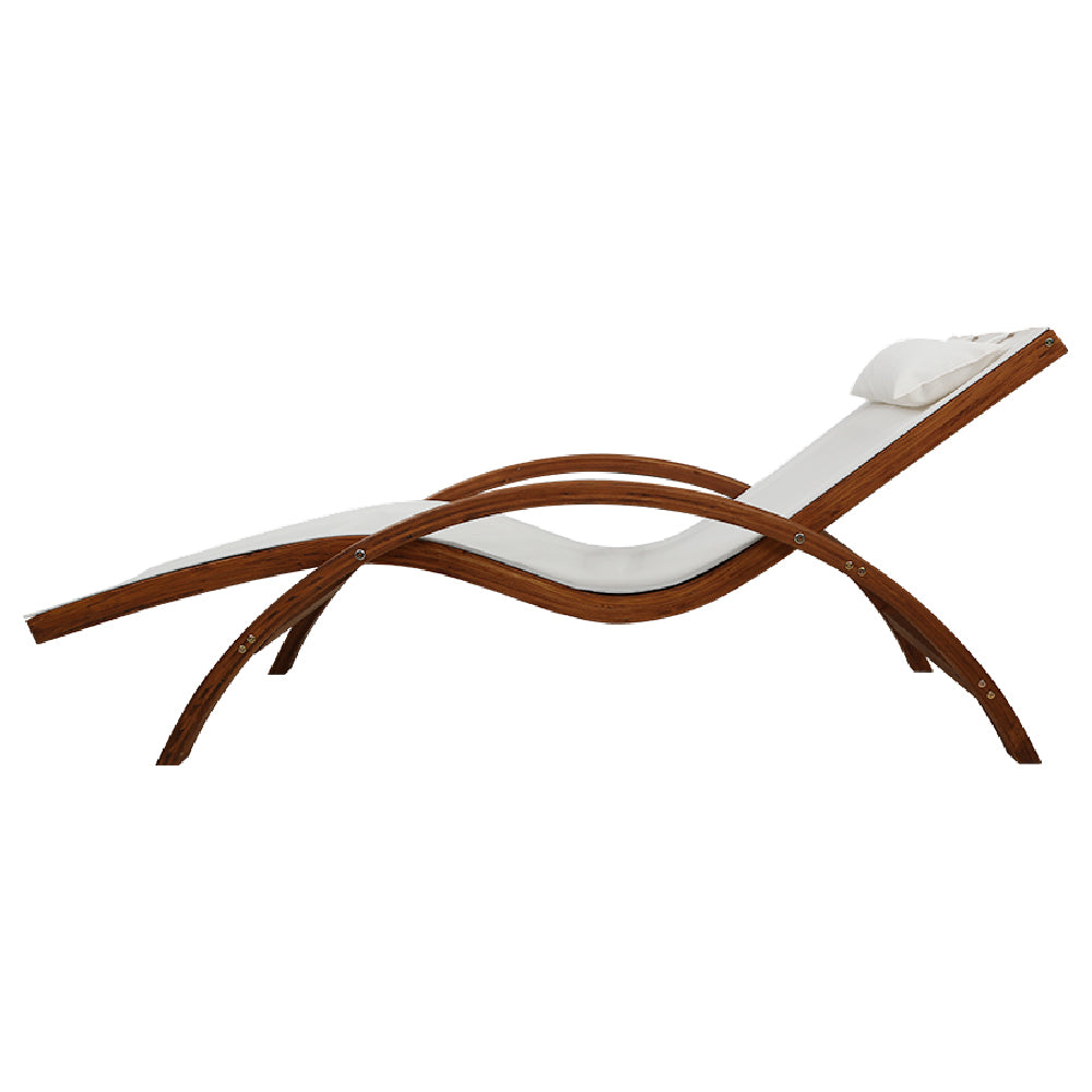 Gardeon Outdoor Sun Lounge Timber Armchair Cream