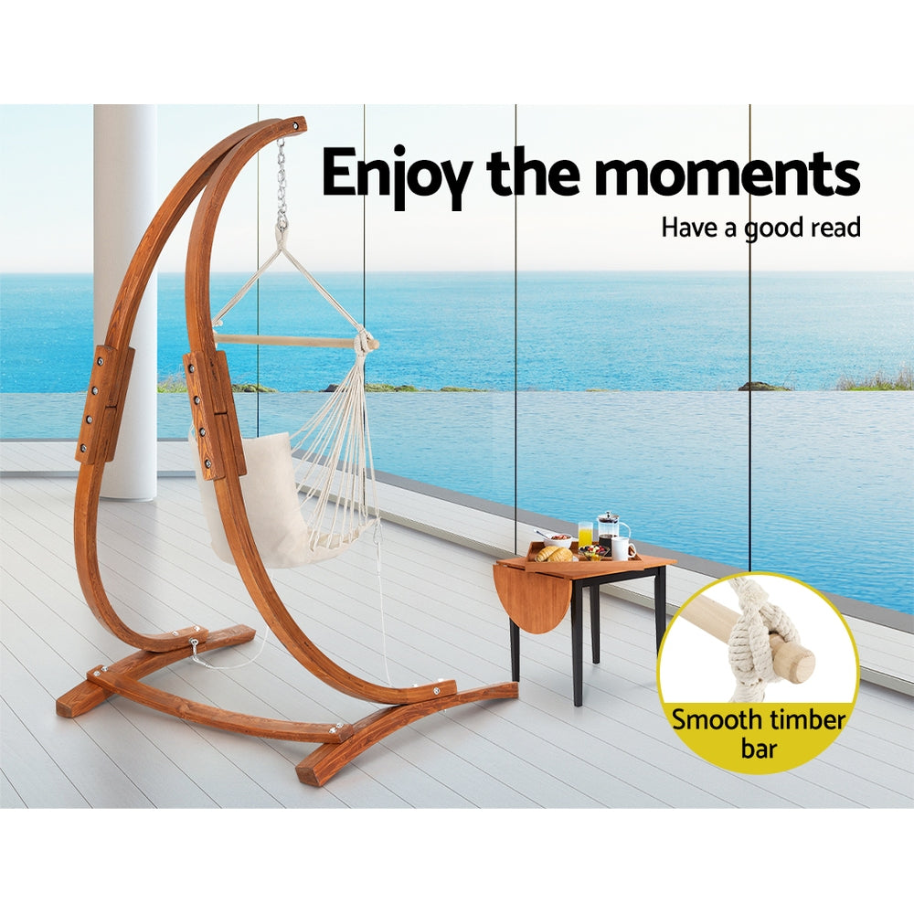 UV Resistant Timber Hammock Chair with Stand Gardeon