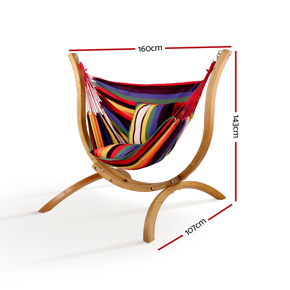 Gardeon Timber Hammock Chair Outdoor Furniture Multi-Coloured