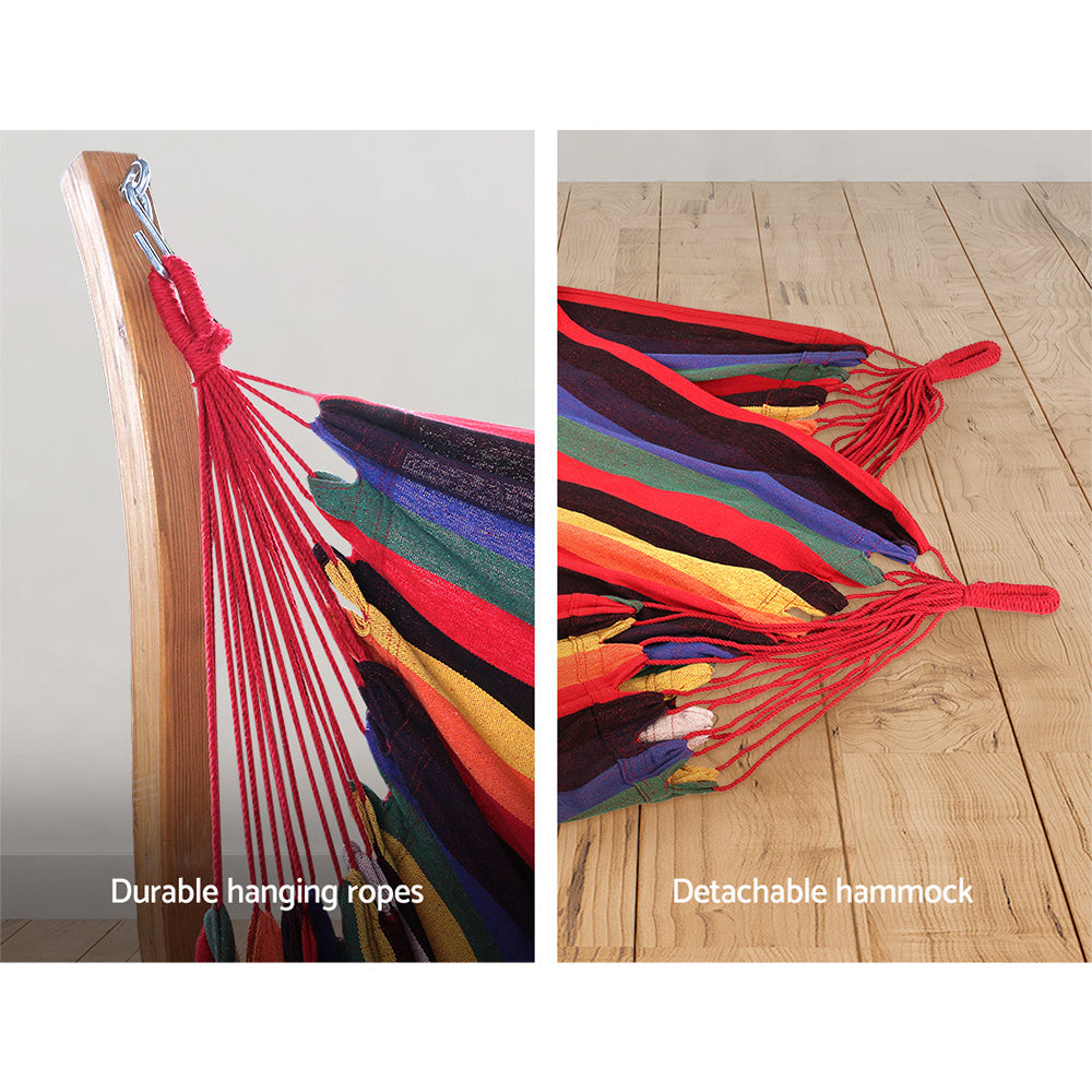Gardeon Timber Hammock Chair Outdoor Furniture Multi-Coloured