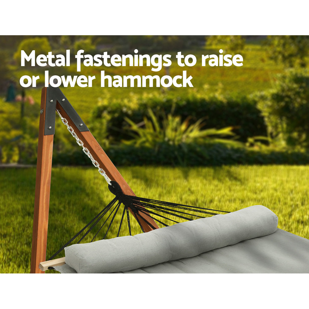 Gardeon Timber Hammock Outdoor Camping with Stand Grey