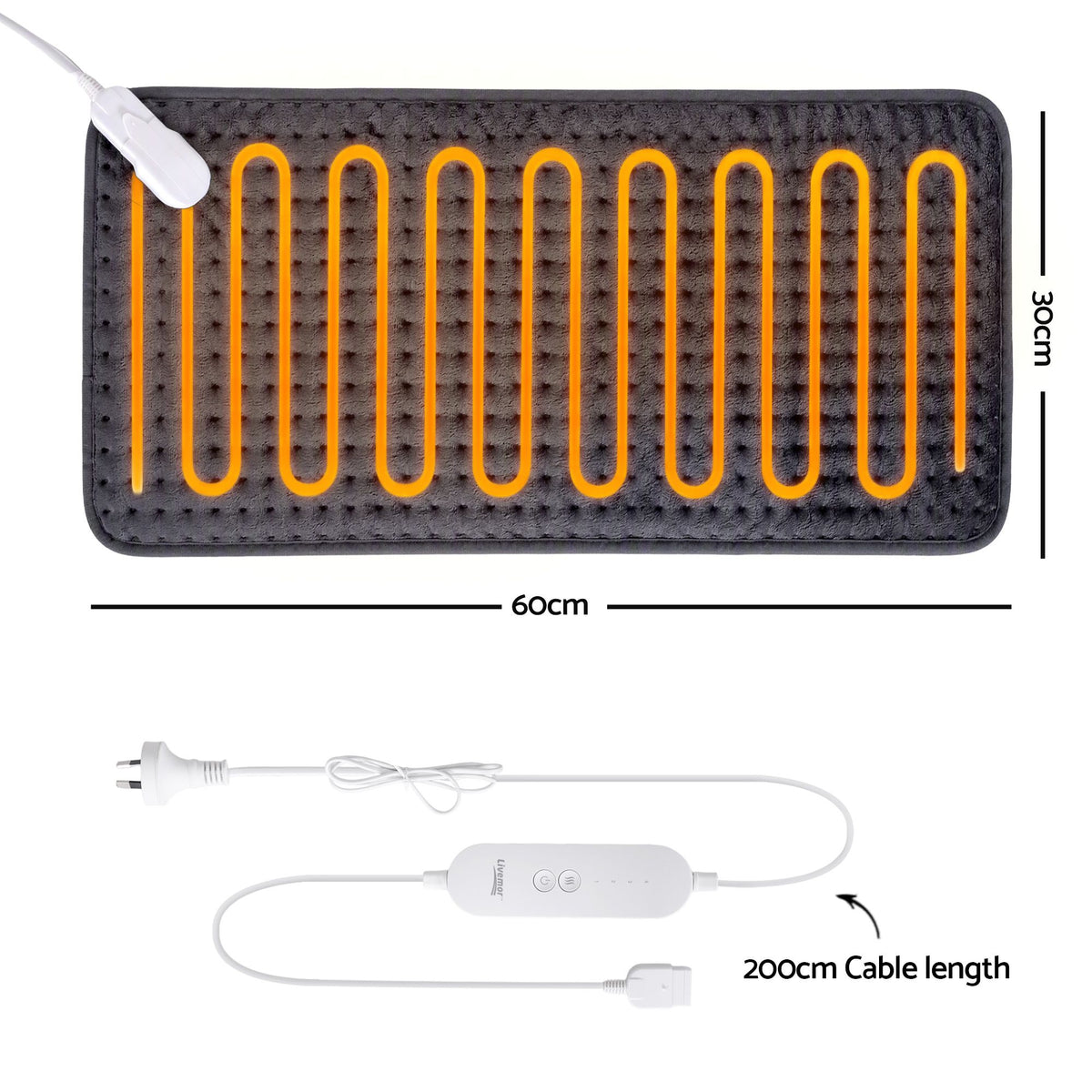 Livemor Electric Heating Pad 60x30cm 4 Heat Settings